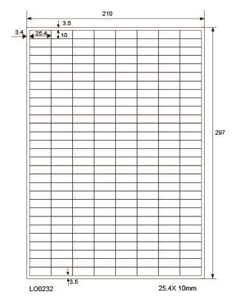 100 DIN A4 sheets 25.4x10mm 70g ES0232-70-0