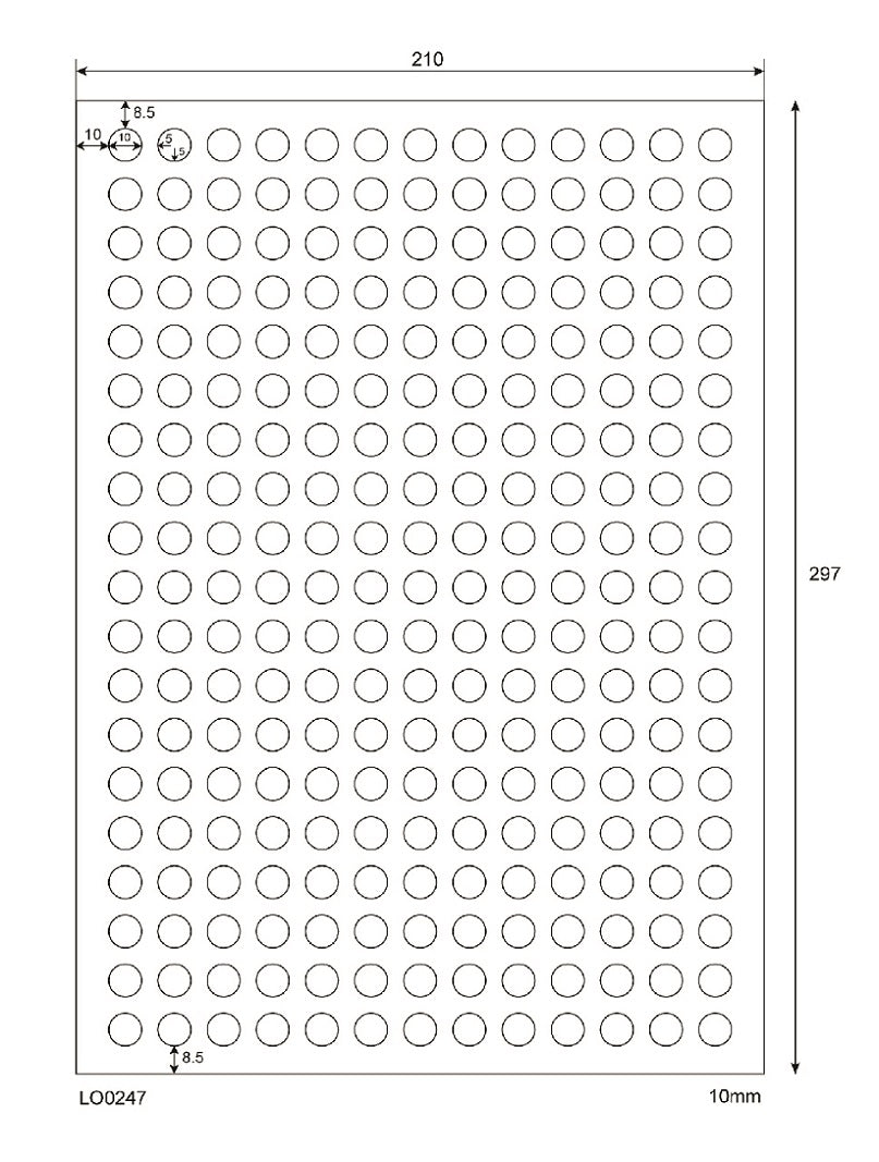 100 DIN A4 sheets 10mm round 70g ES0247-70-0
