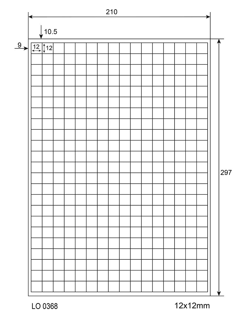 36800 universal labels 12x12mm, on 100 DIN A4 sheets glossy, self-adhesive LO-0368-80