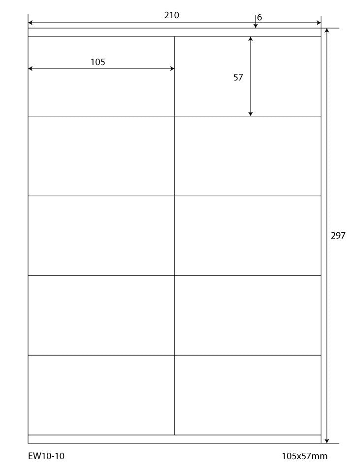 5000 universal labels 105x57mm, on 500 DIN A4 sheets, matte, self-adhesive, 70g EW10-10 from Etikettenworld EW10-10