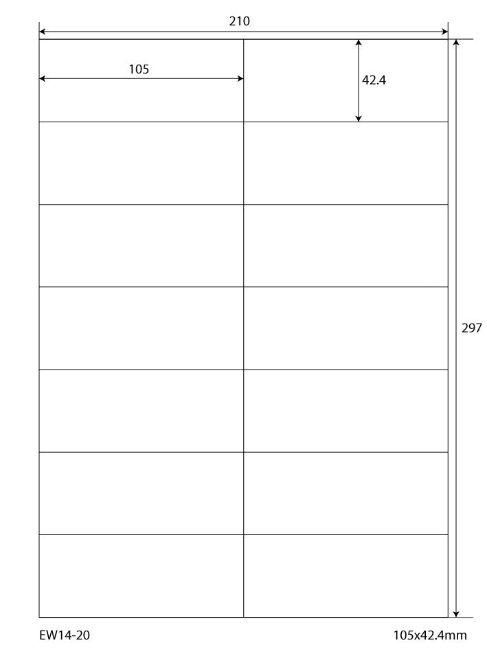 7000 universal labels 105x42.4mm, on 500 DIN A4 sheets, matte, self-adhesive, 70g EW14-20 from Etikettenworld EW14-20