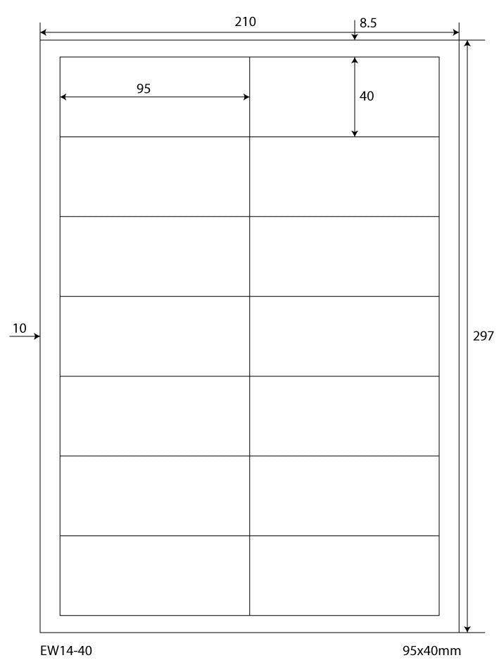 7000 universal labels 95x40mm, on 500 DIN A4 sheets, matte, self-adhesive, 70g EW14-40 from Etikettenworld EW14-40