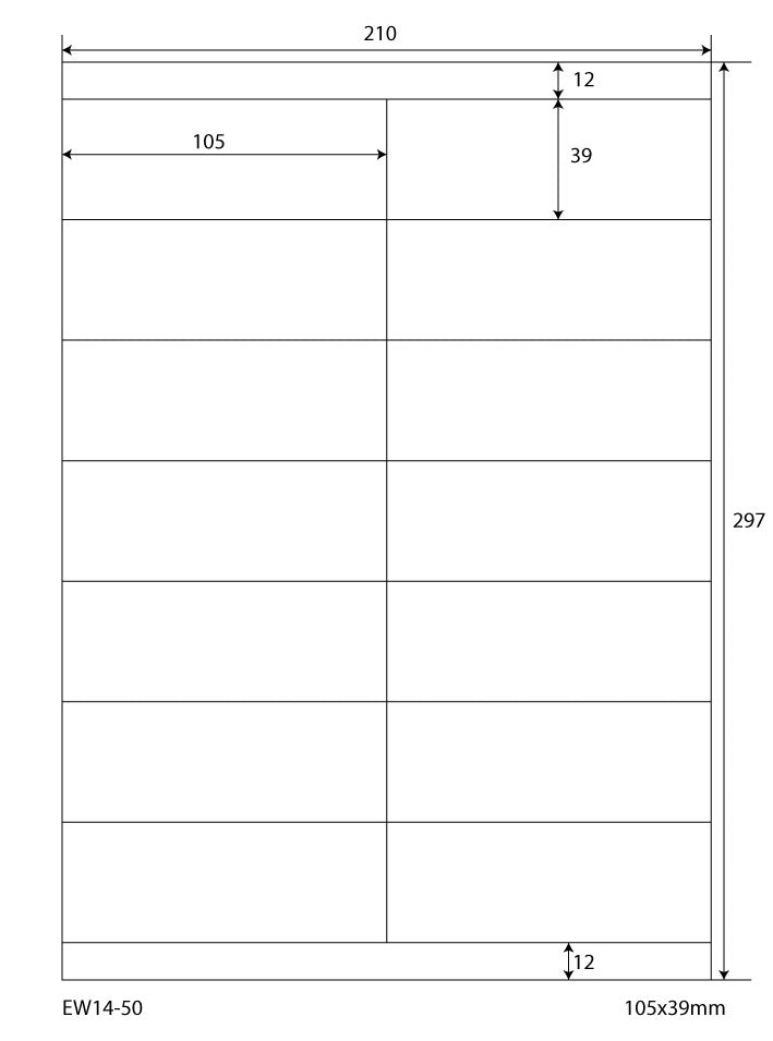 8000 universal labels 105x37mm, on 500 DIN A4 sheets, matte, self-adhesive, 70g EW16-10 from Etikettenworld EW16-10