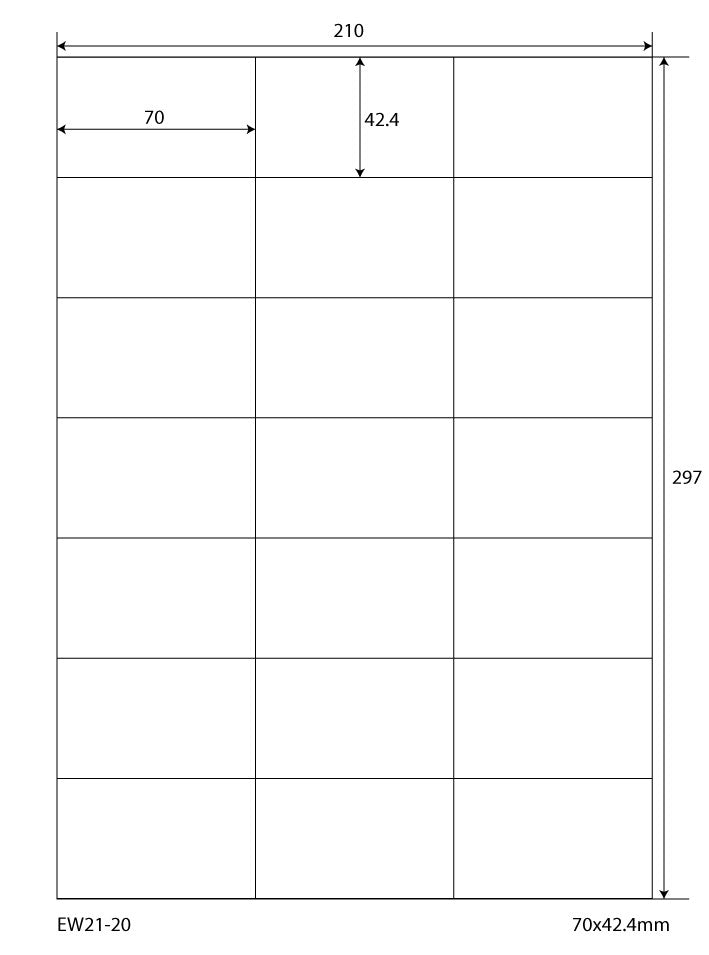 10500 universal labels 70x42.4mm, on 500 DIN A4 sheets, matte, self-adhesive, 70g EW21-20 from Etikettenworld EW21-20
