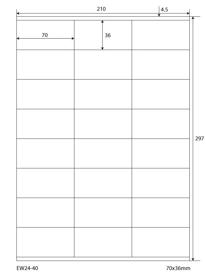 12000 universal labels 70x36mm, on 500 DIN A4 sheets, matte, self-adhesive, 70g EW24-40 from Etikettenworld EW24-40