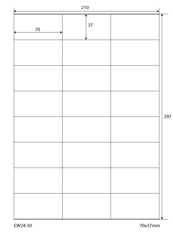 12000 universal labels 70x37mm, on 500 DIN A4 sheets, matte, self-adhesive, 70g EW24-50 from Etikettenworld EW24-50
