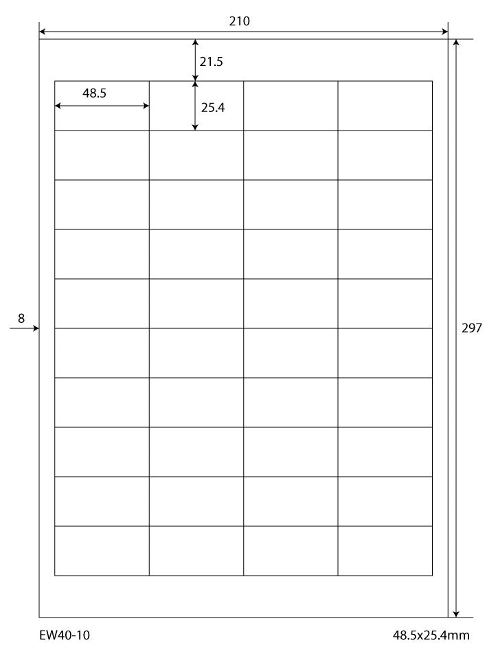 20000 universal labels 48.5x25.4mm, on 500 DIN A4 sheets, matte, self-adhesive, 70g EW40-10 from Etikettenworld EW40-10
