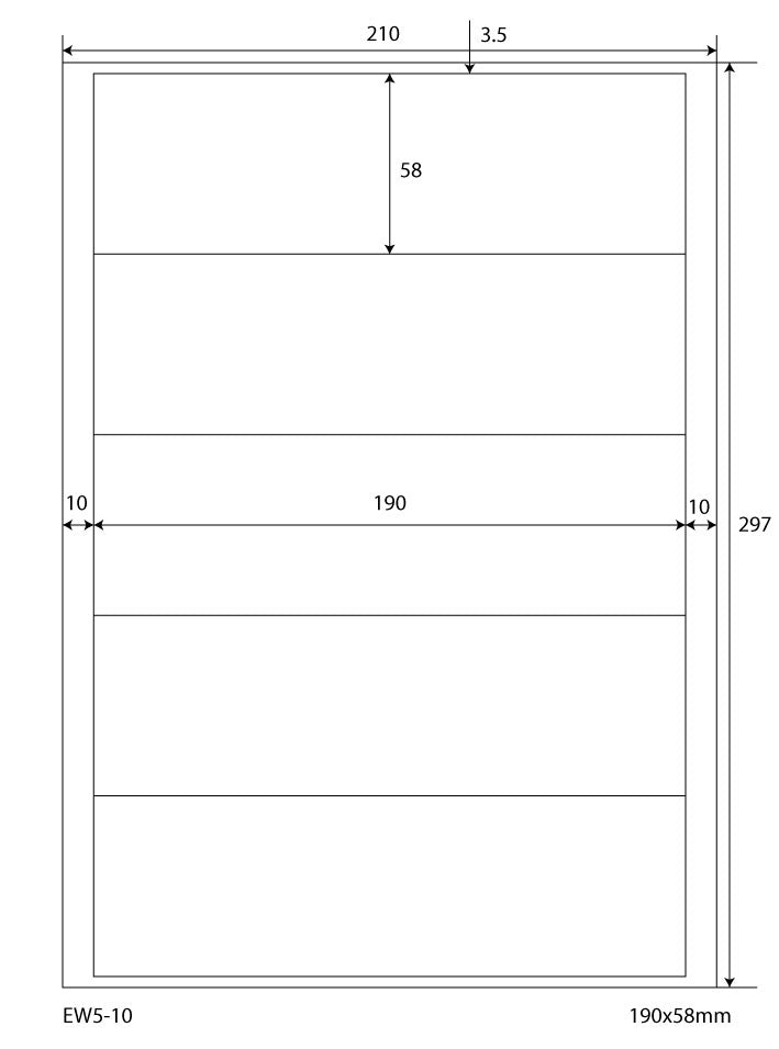 2500 universal labels 190x58mm, on 500 Din A4 sheets, matte, self-adhesive, 70g EW5-10 from Etikettenworld EW5-10