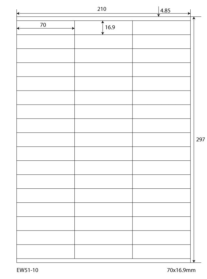 25500 universal labels 70x16.9mm, on 500 DIN A4 sheets, matte, self-adhesive, 70g EW51-10 from Etikettenworld EW51-10