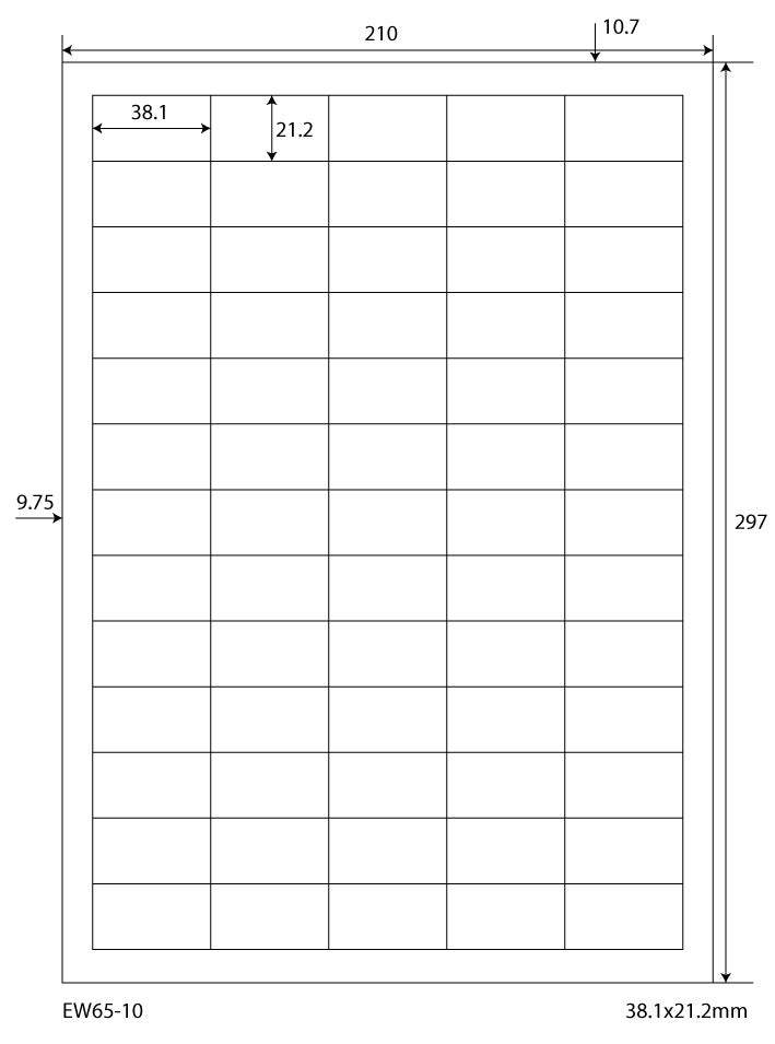 32500 universal labels 38.1x21.2mm, on 500 DIN A4 sheets, matte, self-adhesive, 70g EW65-10 from Etikettenworld EW65-10