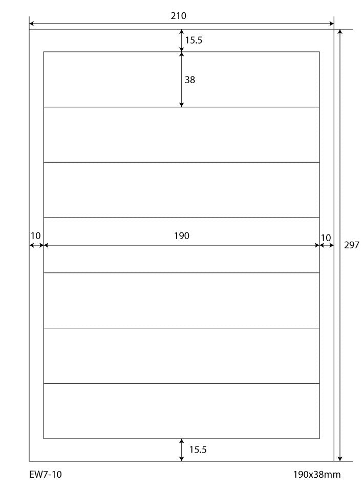 3500 universal labels 190x38mm, on 500 Din A4 sheets, matte, self-adhesive, 70g EW7-10 from Etikettenworld EW7-10