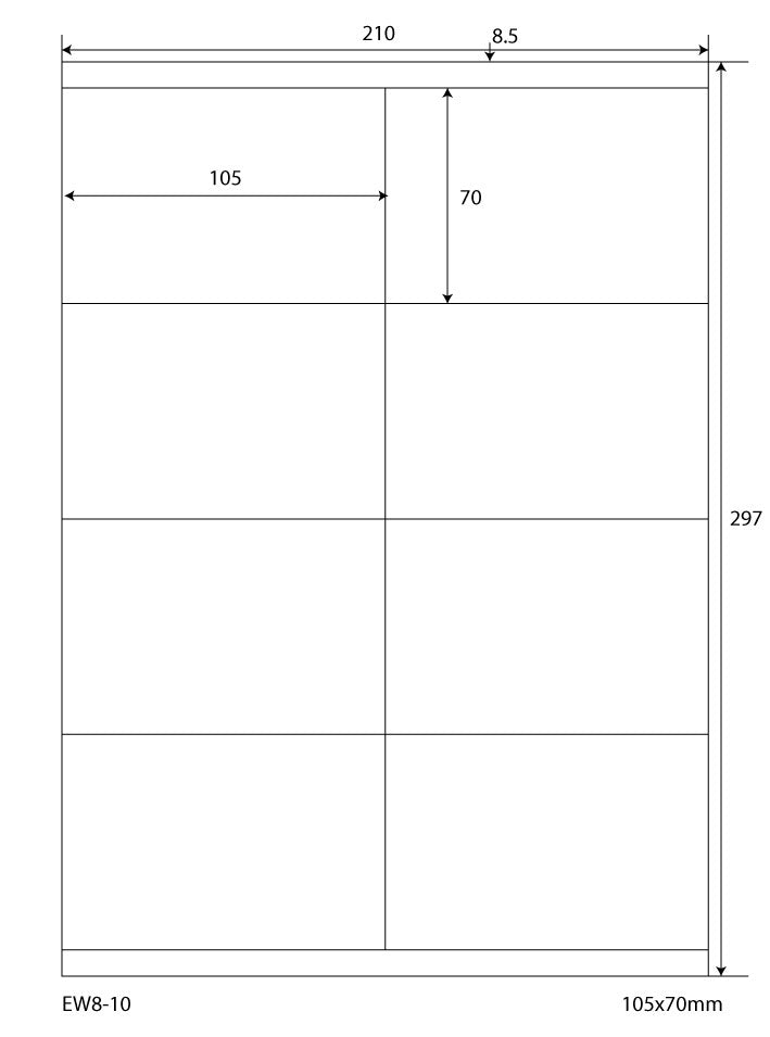 4000 universal labels 105x70mm, on 500 DIN A4 sheets, matte, self-adhesive, 70g EW8-10 from Etikettenworld EW8-10