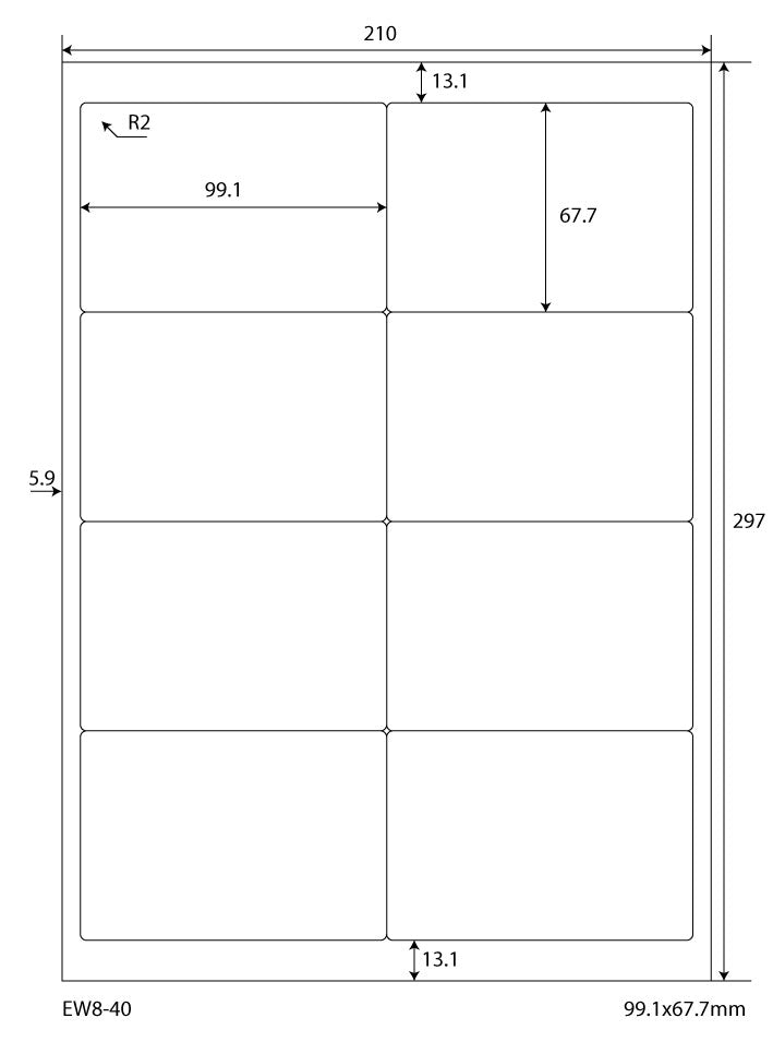 4000 universal labels 99.1x67.7mm, on 500 DIN A4 sheets, matte, self-adhesive, 70g EW8-40 from Etikettenworld EW8-40