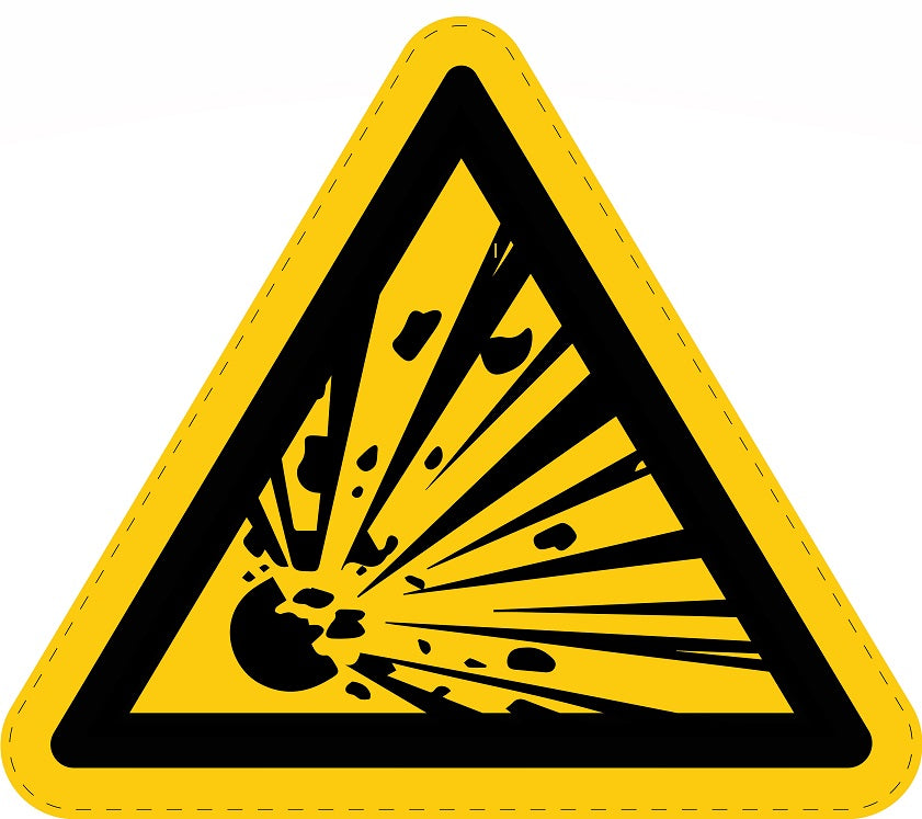 Warning sticker "Warning about explosive substances" made of PVC plastic, ES-SIW-002