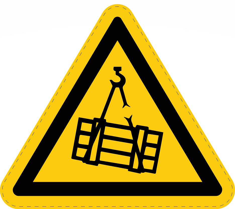 Warning sticker "Warning of suspended load" made of PVC plastic, ES-SIW-006