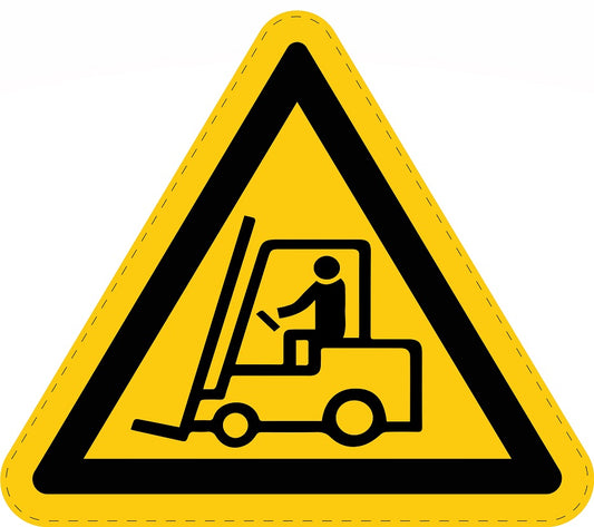 1 stuk Warning sticker "Warning about industrial trucks" made of PVC plastic, ES-SIW-007