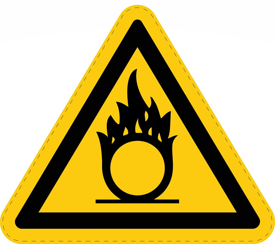 Warning sticker "Warning about flammable substances" made of PVC plastic, ES-SIW-011
