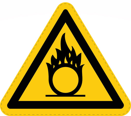 1 stuk Warning sticker "Warning about flammable substances" made of PVC plastic, ES-SIW-011