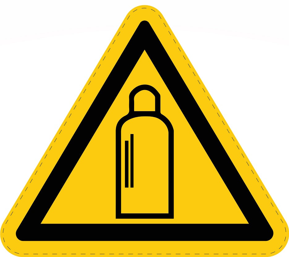 Warning sticker "Warning about gas bottles" made of PVC plastic, ES-SIW-019