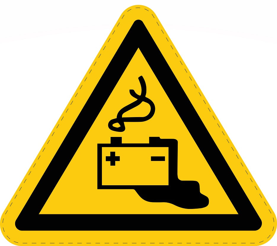 Warning sticker "Warning of battery dangers" made of PVC plastic, ES-SIW-020