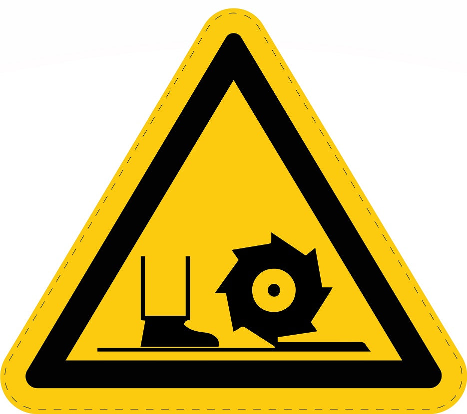 Warning sticker "Warning of milling shafts" made of PVC plastic, ES-SIW-022