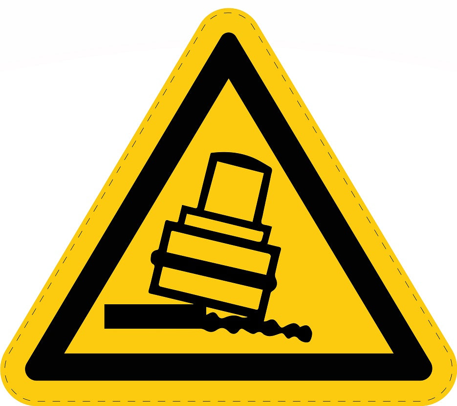 Warning sticker "Warning of risk of tipping" made of PVC plastic, ES-SIW-024