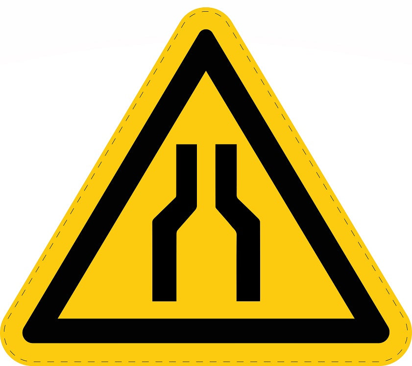 Warning sticker "Warning of narrow spaces" made of PVC plastic, ES-SIW-031