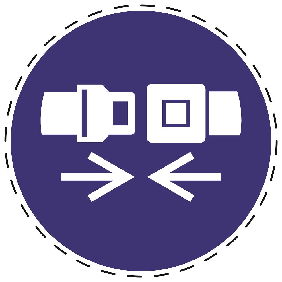 Mandatory stickers "Use mounting system" made of PVC plastic, LH-SIM040