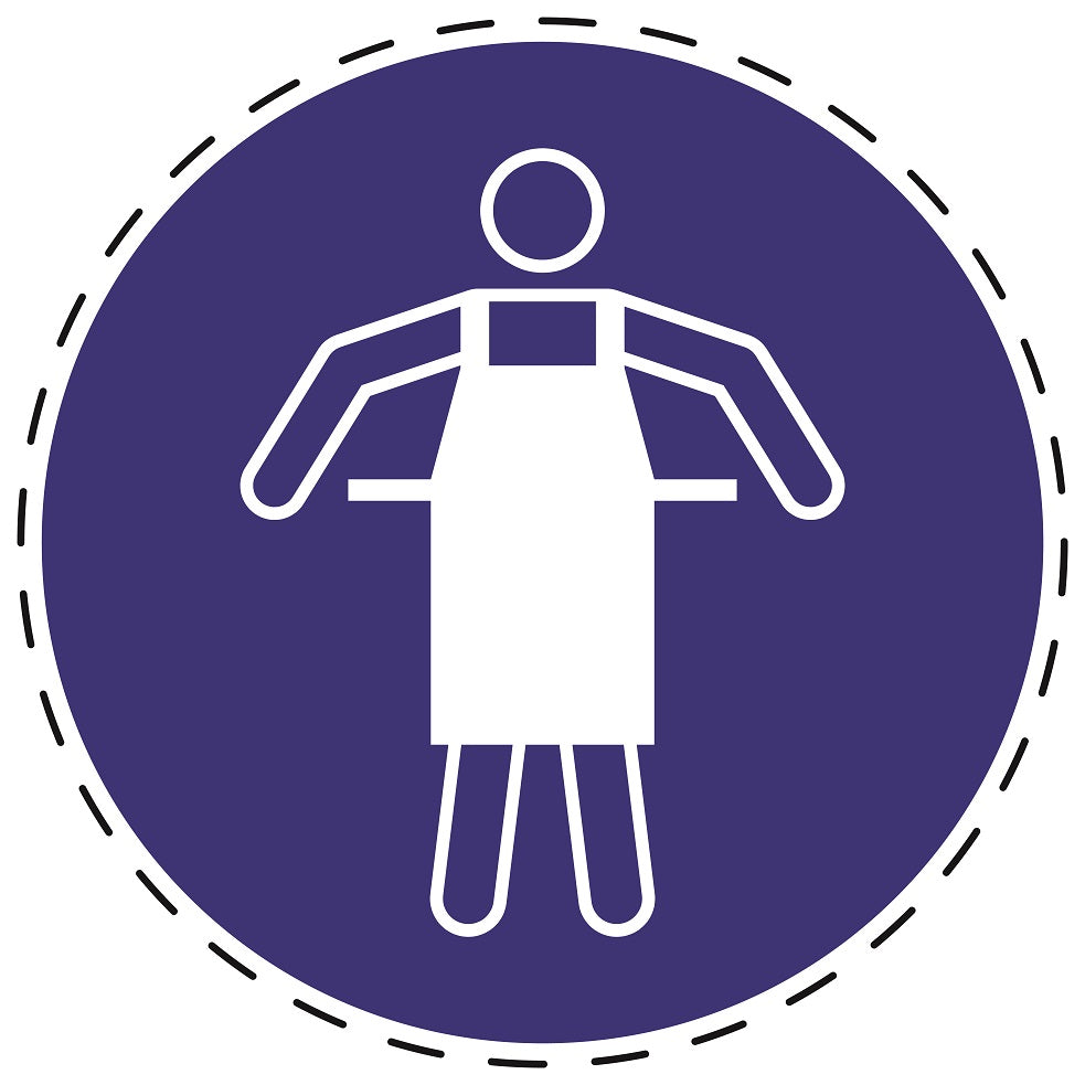 Mandatory stickers "Use protective apron" made of PVC plastic, LH-SIM045