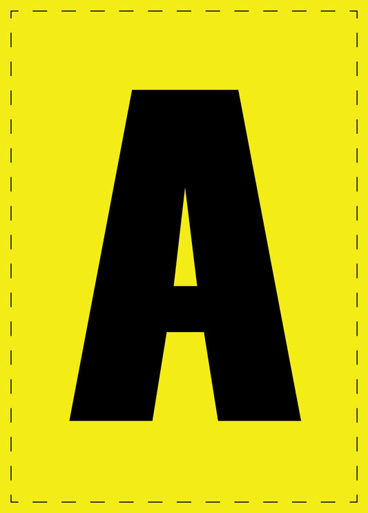 Letter A adhesive letters and number stickers black font yellow background ES-BGPVC-A-3