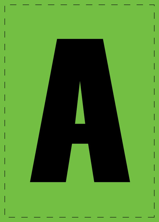 Letter A adhesive letters and number stickers black font green background ES-BGPVC-A-67