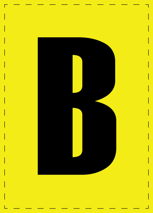 Letter B adhesive letters and number stickers black font yellow background ES-BGPVC-B-3