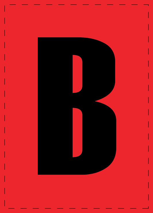 Letter B adhesive letters and number stickers black font Red background ES-BGPVC-B-14
