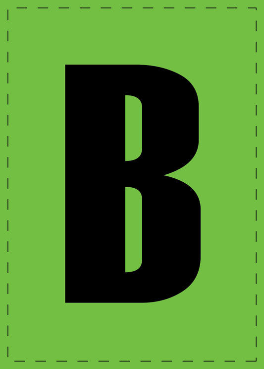 Letter B adhesive letters and number stickers black font green background ES-BGPVC-B-67