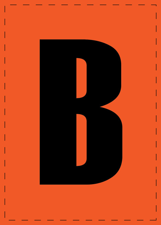 Letter B adhesive letters and number stickers black font orange background ES-BGPVC-B-8