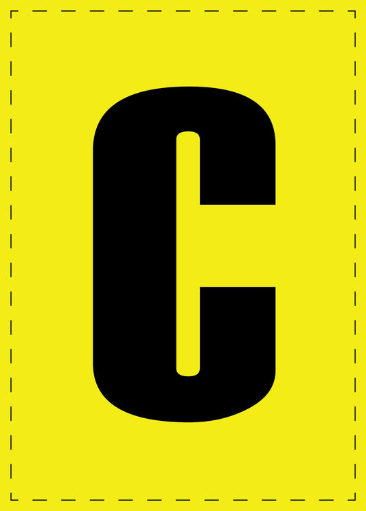 Letter C adhesive letters and number stickers black font yellow background ES-BGPVC-C-3