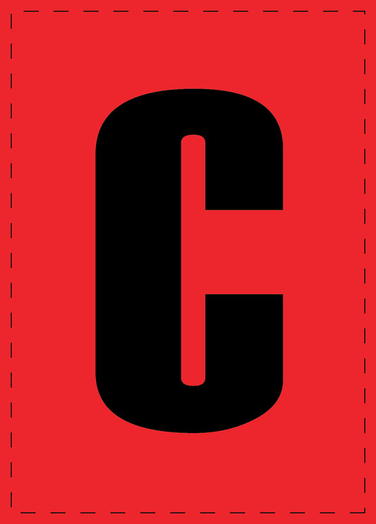 Letter C adhesive letters and number stickers black font Red background ES-BGPVC-C-14