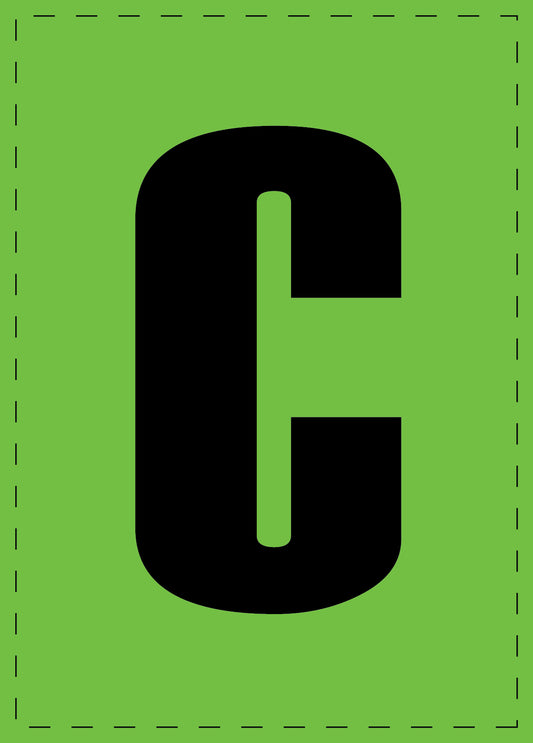 Letter C adhesive letters and number stickers black font green background ES-BGPVC-C-67