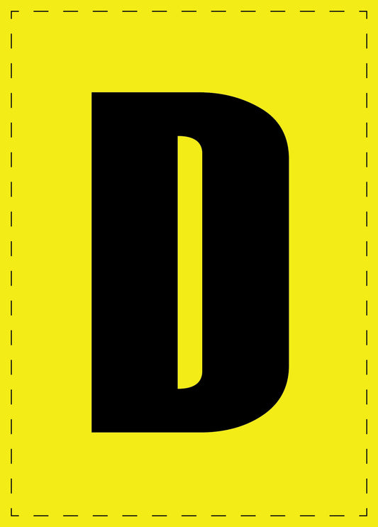 Letter D adhesive letters and number stickers black font yellow background ES-BGPVC-D-3