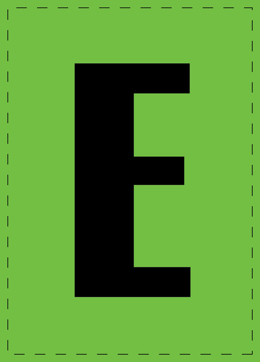 Letter E adhesive letters and number stickers black font green background ES-BGPVC-E-67