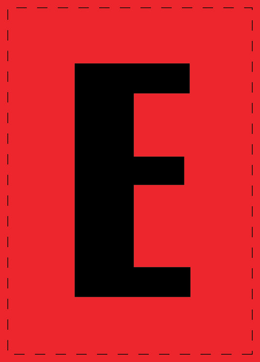 Letter E adhesive letters and number stickers black font Red background ES-BGPVC-E-14