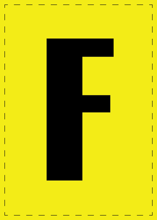 Letter F adhesive letters and number stickers black font yellow background ES-BGPVC-F-3