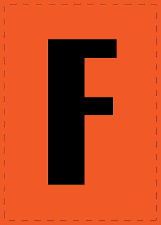 Letter F adhesive letters and number stickers black font orange background ES-BGPVC-F-8