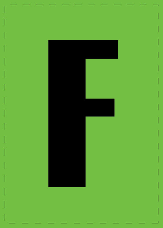 Letter F adhesive letters and number stickers black font green background ES-BGPVC-F-67