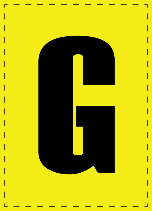 Letter G adhesive letters and number stickers black font yellow background ES-BGPVC-G-3