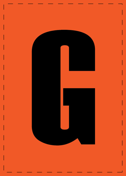 Letter G adhesive letters and number stickers black font orange background ES-BGPVC-G-8