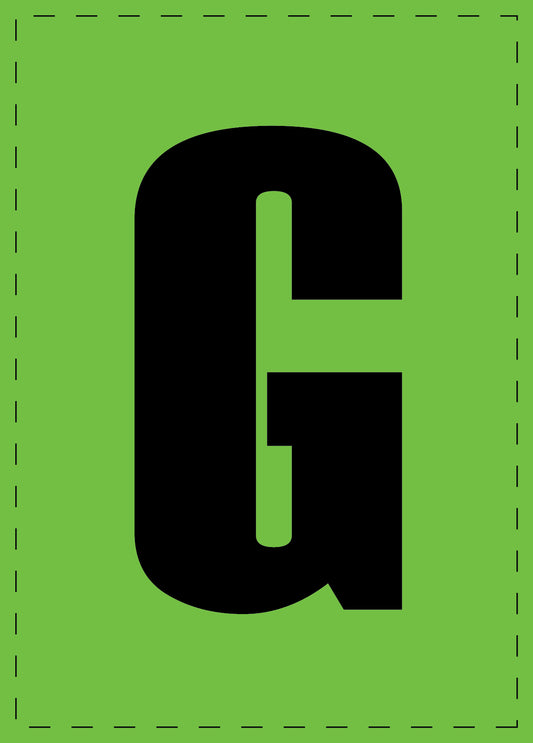Letter G adhesive letters and number stickers black font green background ES-BGPVC-G-67