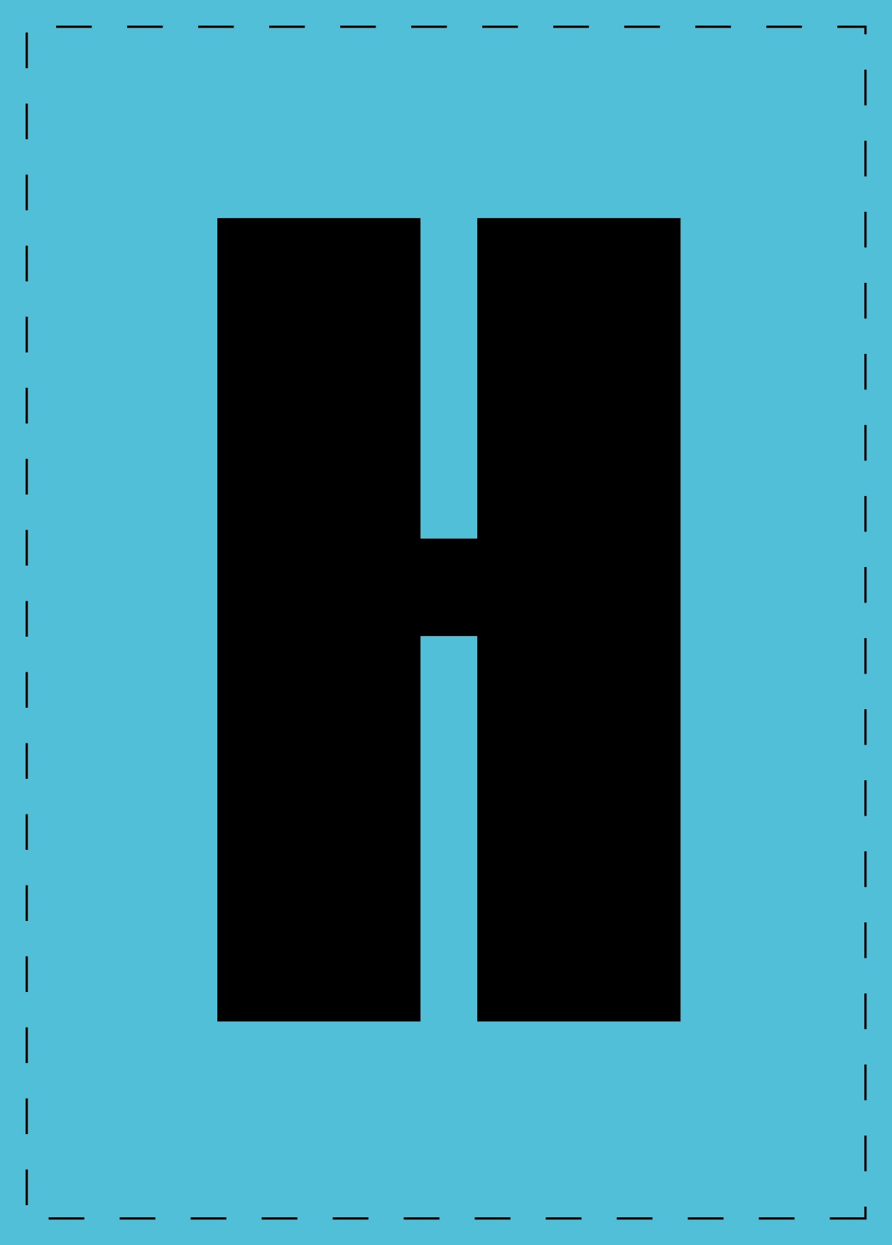 Letter H adhesive letters and number stickers black font blue background ES-BGPVC-H-50
