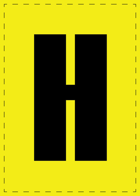 Letter H adhesive letters and number stickers black font yellow background ES-BGPVC-H-3