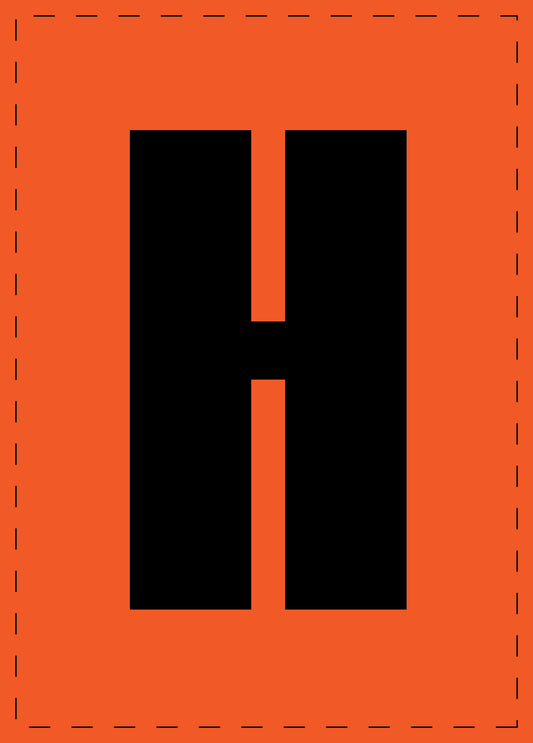 Letter H adhesive letters and number stickers black font orange background ES-BGPVC-H-8